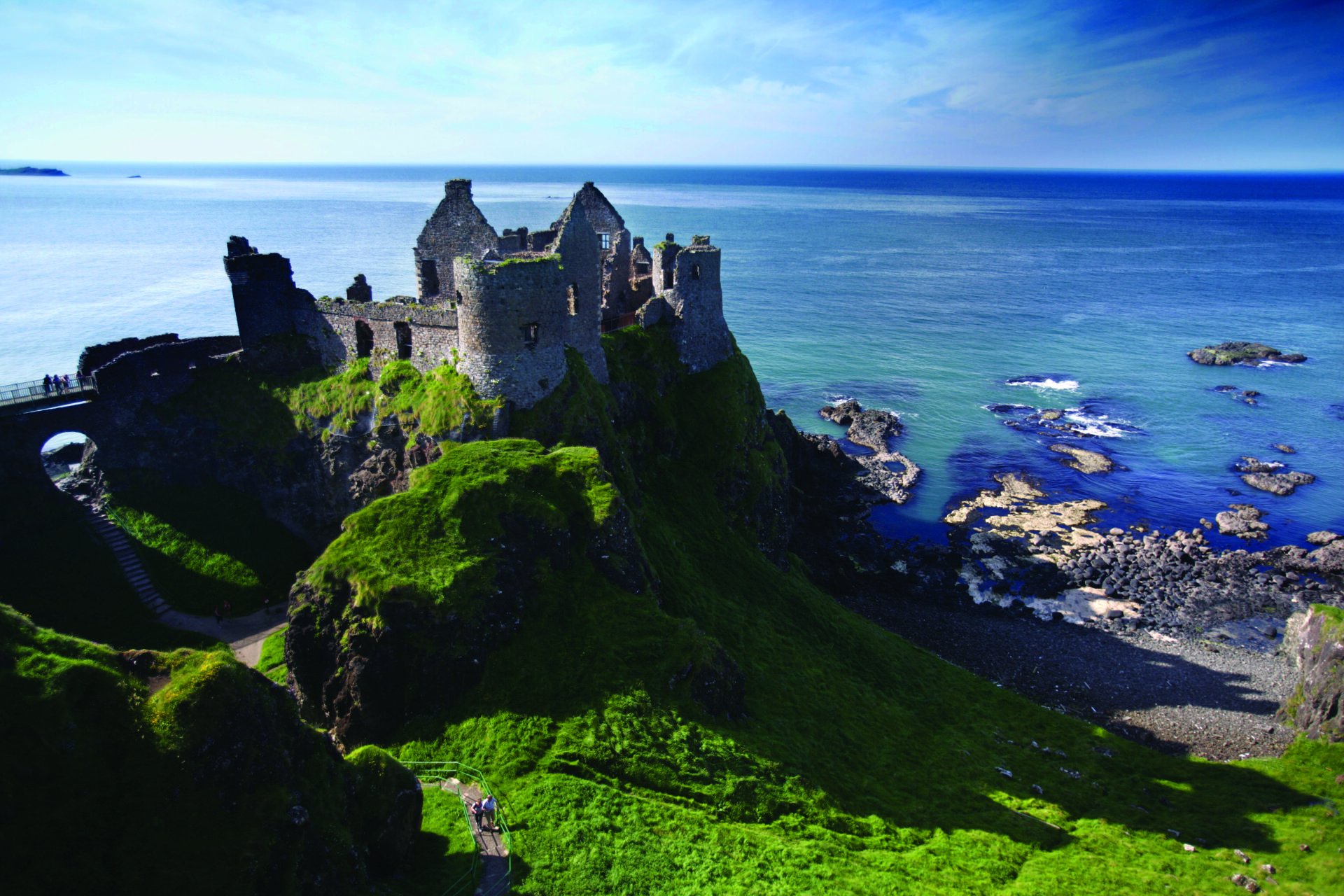 Dunluce Castle is sited dramatically close to the edge of a headland, along the North Antrim coast. Surrounded by jaw dropping coastal scenery, this medieval castle stands where an early Irish fort was once built and where its history can be traced back to early Christians and Vikings. 

Find out more on the <a href="//www.ni-environment.gov.uk/places/monuments/dunluce.shtml”">Northern Ireland Environment Agency website</a>