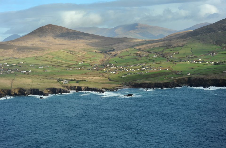 Scenic Aerial View of Small Town Near the Sea