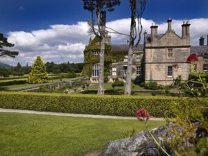 A long shot of the House and the garden
