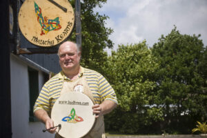 Malachy Kearns,Bodhran Maker,Roundstone,Co. Galway.