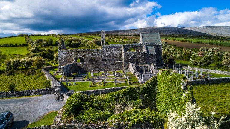 Corcomroe Abbey is an early 13th-century Cistercian monastery located in the north of the Burren region of County Clare, a few miles east of the village of Ballyvaughan.